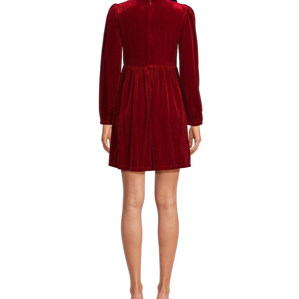 Sugarlips Red A-line Dress with Bishop Sleeves and Silver Embellishments - Picture 4 of 7